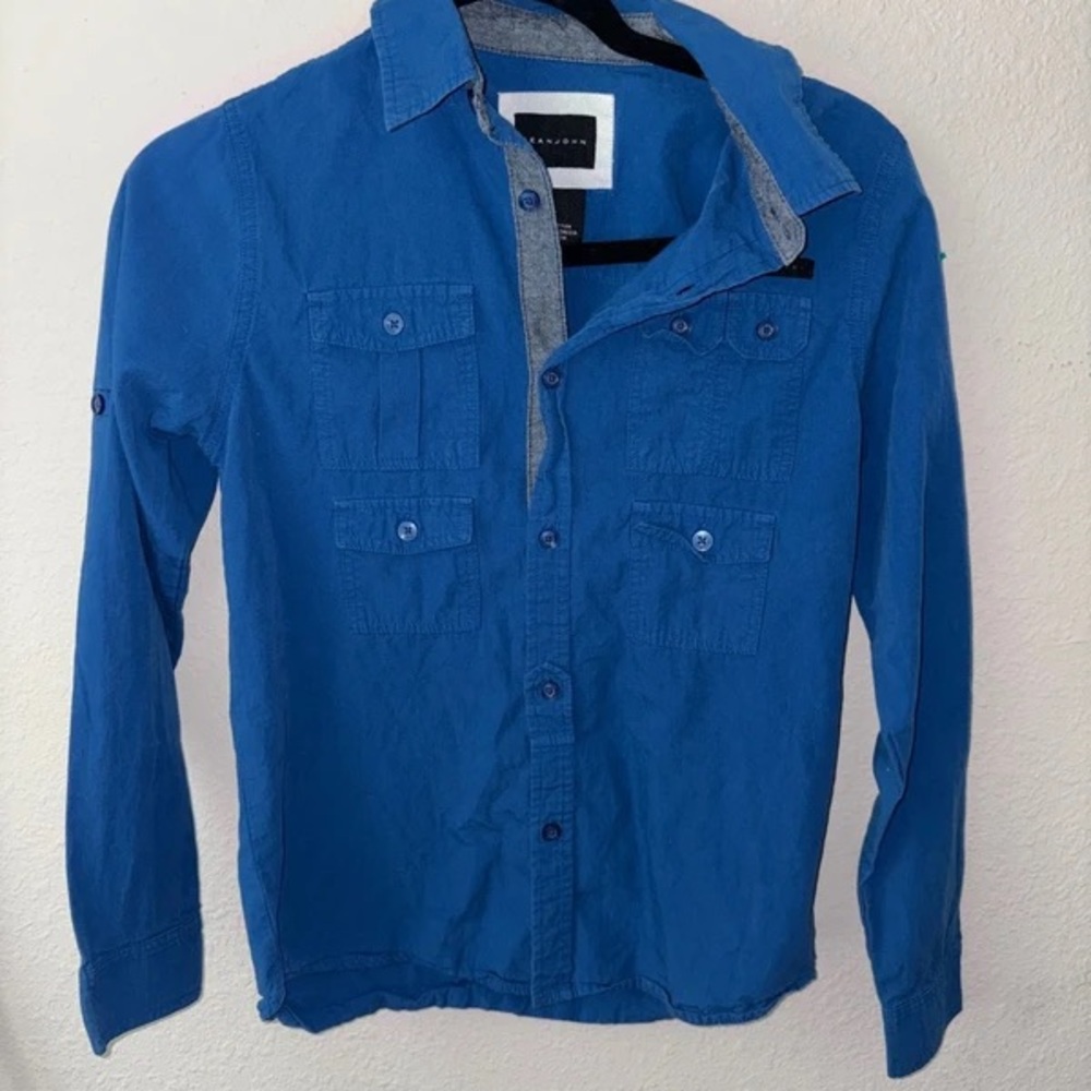 Sean John Royal Blue Long Sleeve Button-Up Shirt